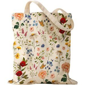 Canvas Tote Bag with Pattern for Women Gift Sturdy Cotton Tote Bag
